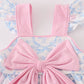 Blue bow tie print girl bloomer set