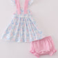 Blue bow tie print girl bloomer set