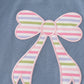 Blue bow applique girl set