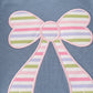 Blue bow applique girl bloomer set