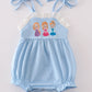 Blue princess embroidery ruffle girl bubble