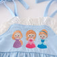 Blue princess embroidery ruffle girl bubble