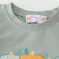 Green pumpkin embroidery plaid boy set