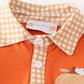 Brown pumpkin embroidery plaid boy set