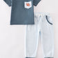 Blue football embroidery boy set