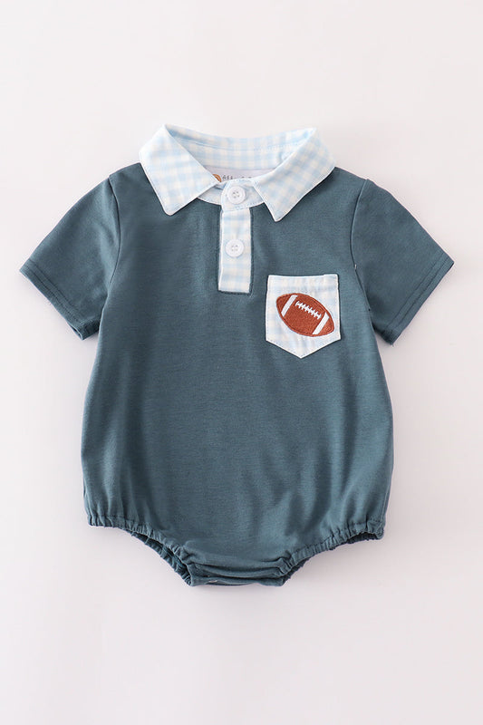 Blue football embroidery boy bubble