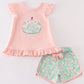 Pink floral pumpkin applique girl set