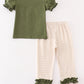 Gingham hunting embroidery girl pants set