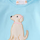 Blue puppy applique girl set