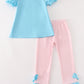 Blue puppy applique girl set