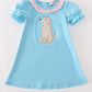 Blue puppy applique dress