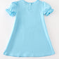 Blue puppy applique dress