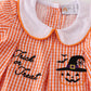 Orange plaid halloween embroidery baby set