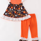 Orange halloween ruffle girl set