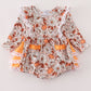 Pumpkin floral print lace ruffle bubble