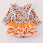 Pumpkin floral print lace ruffle bubble