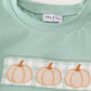 Green gingham pumpkin embroidery boy set