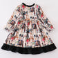 Black music fan print girl gown