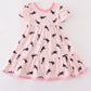 Pink bat print tiered dress