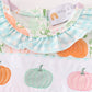 Blue pumpkin embroidery ruffle bubble