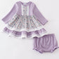 Purple floral print baby set