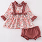 Fall floral print girl bloomer set