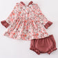 Fall floral print girl bloomer set