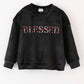 Black velvet blessed embroidery mom&me sweatshirt