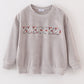 Grey velvet blessed embroidery mom&me sweatshirt