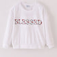 White velvet blessed embroidery mom&me sweatshirt