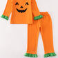 Orange halloween embroidery girl pajamas set