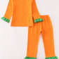 Orange halloween embroidery girl pajamas set