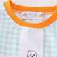 Blue halloween ghost pumpkin embroidery boy set