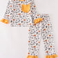 Halloween print girl pajamas set