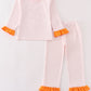 Pink stripe pumpkin applique girl set