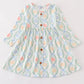 Blue pumpkin print girl dress