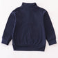 Navy character embroidery zip boy pullover