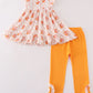 Orange pumpkin applique girl pants set