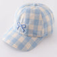 Blue plaid bow embroidery baseball cap