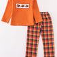 Orange turkey embroidery plaid boy set