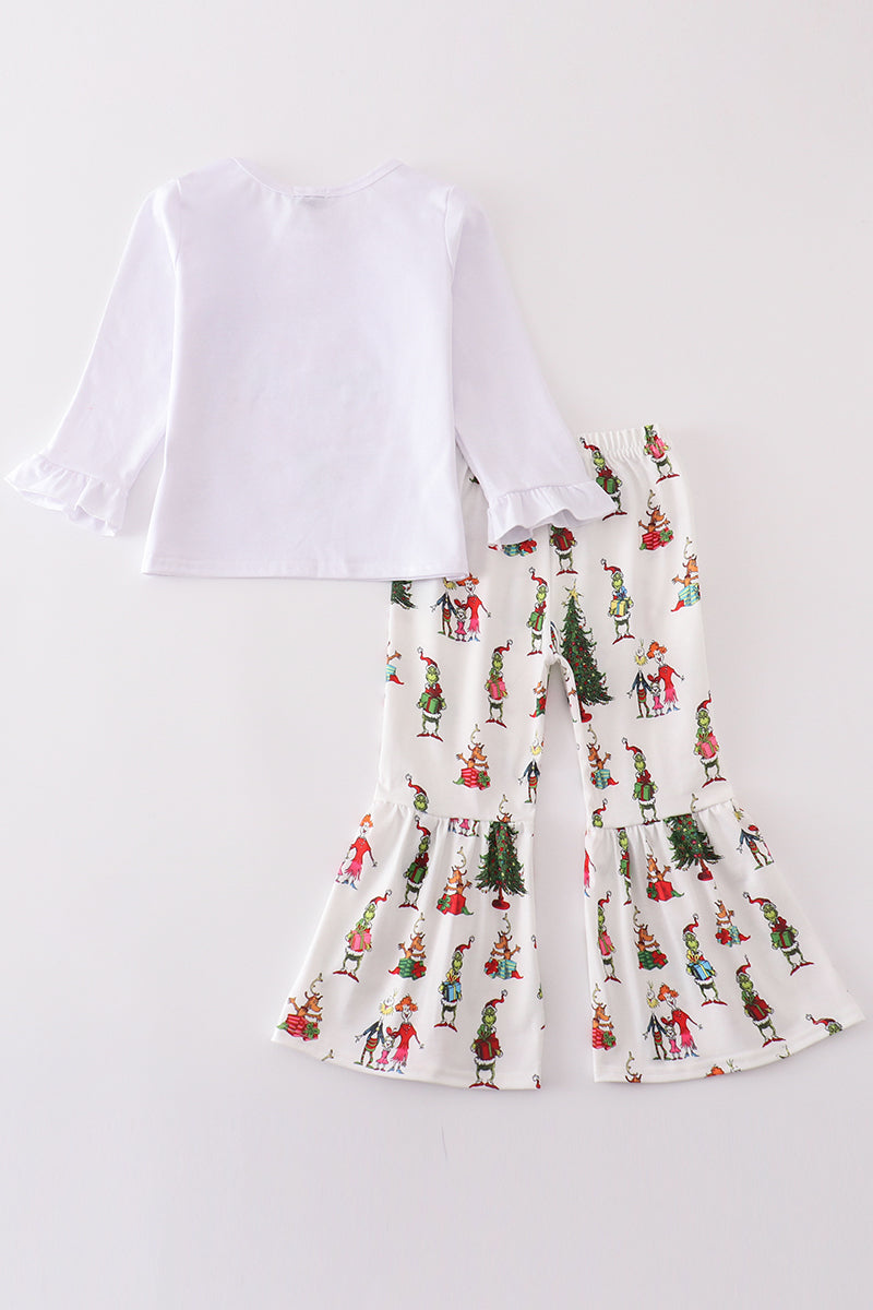 White grinch print girl set