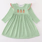 Green stripe christmas gingerbread embroidery dress