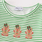 Green stripe christmas gingerbread embroidery dress