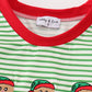 Green stripe christmas gingerbread embroidery boy top