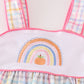 Rainbow pumpkin embroidery plaid girl set