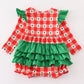 Red christmas tree gingham girl bubble