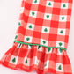 Red christmas tree gingham girl pajamas set