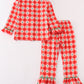 Red christmas tree gingham girl pajamas set