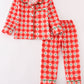 Red christmas tree gingham boy pajamas set