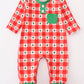 Red christmas tree gingham boy romper